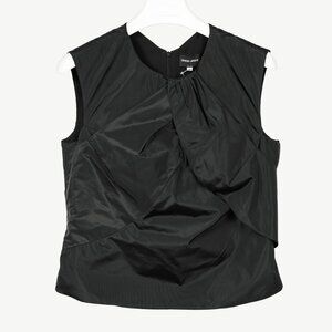 Giorgio Armani Black Silk Taffeta Draped Top